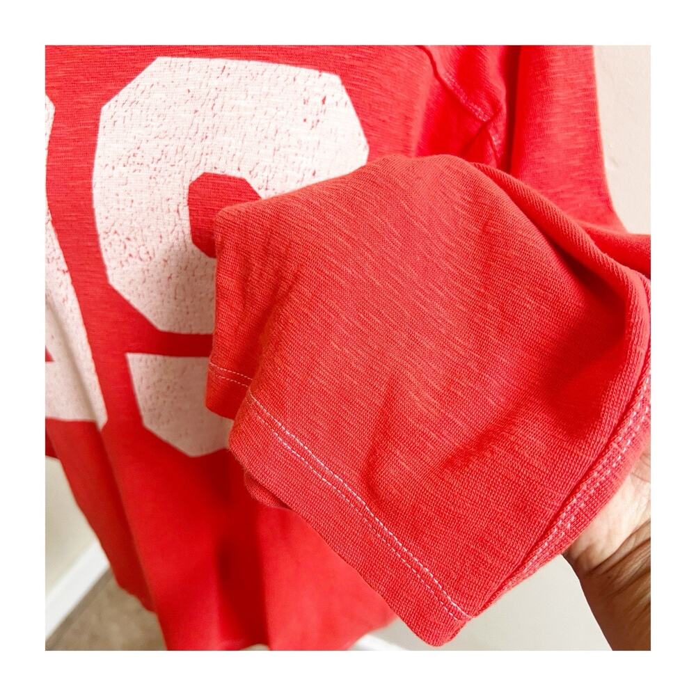 Anthropologie Pilcro 3/4 Varsity Tee Pullover Red Size Medium Rugby Sporty - Picture 9 of 12